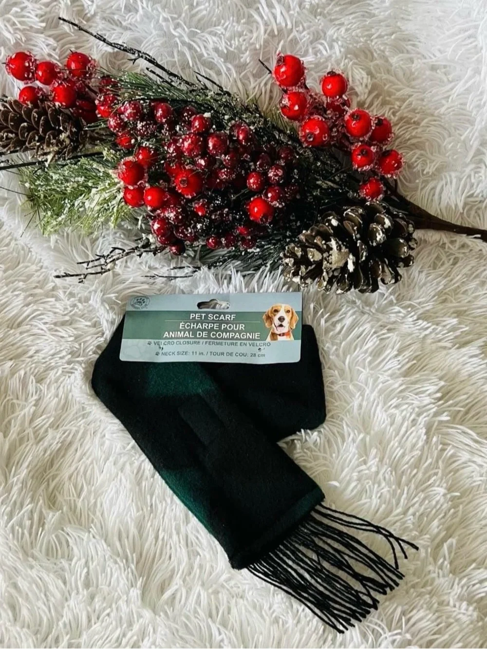 🐶 Greenbrier Kennel Club Green & Black Holiday Velcro Closure 11” Pet Scarf